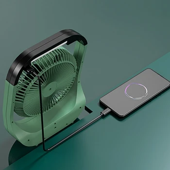 Настолен вентилатор USB 10000 ма, захранван от акумулаторна батерия, Настолен вентилатор с 4 скорости, 8-инчов кемпинговый вентилатор със завъртане на 180 °, led осветление 1