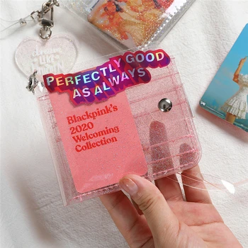 Прозрачен кратък портфейл от PVC за момичета Milkjoy, лазерен холографски портфейл за монети, женски прозрачна торбичка с брилянтен писмо, държач за карти, портфейл