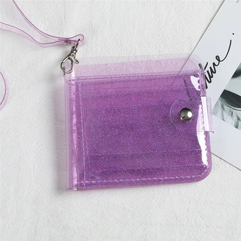 Прозрачен кратък портфейл от PVC за момичета Milkjoy, лазерен холографски портфейл за монети, женски прозрачна торбичка с брилянтен писмо, държач за карти, портфейл 1
