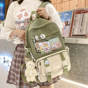 Жена раница Kawaii, водоустойчив училищна чанта за тийнейджърка, студентски чанта за книги, раница за лаптоп, скъпа дамска чанта Mochila