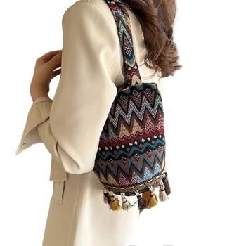 Универсална Холщовая Чанта-Кофа, Модни Чанти-Слинги с Уникални Щампи, Голяма Дамска Чанта през рамо