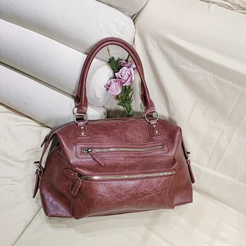 Дамска чанта с цип в ретро стил, реколта чанта-месинджър от изкуствена кожа, дамски тенденция модерни портфейли