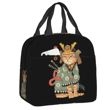 Японската чанта за обяд Samurai Котка, Жена Взаимозаменяеми хладилник, Термоизолированный Обяд-бокс за деца, чанти за съхранение на училищната храна, чанти за пикник
