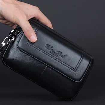 Висококачествена поясная чанта от естествена кожа, клатч, удобни чанти на китката, модерен портфейл, колан, портфейл за мъже, калъф за мобилен телефон, чанта