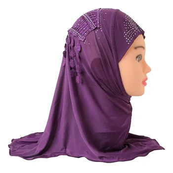 Мюсюлманските Момичета. → Четката Тюрбан Шапка Амира Шапка Обвивка на Главата си Арабски Шал Молитвени Шалове Деца на 2-7 Години шапки ислямски шал