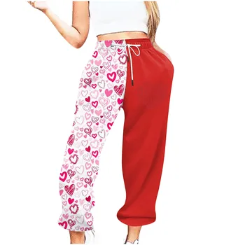Дамски ежедневни модерни ежедневни панталони с принтом за Деня на Свети Валентин, спортни панталони с завязками The Four Seasons Ropa Mujer