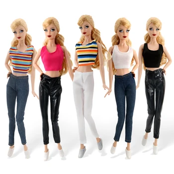 1 комплект дрехи за преобличане на кукли, елек, дънки, модерен комплект, комплект дрехи за кукли, играчки на 30 см, аксесоари за кукли, играчки за момичета, подаръци