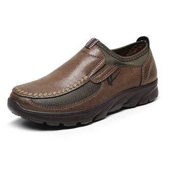 Мъжки Лоферы ръчно изработени, Дишащи Ежедневни Обувки, Дизайнерски Кожени обувки без закопчалка в Ретро стил, Мокасини на платформата, Zapatillas Hombre 4