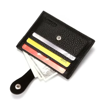 Черен органайзер за карти от изкуствена кожа с множество слотове, Bgas Business ID, Банковата кредитна карта, държач за карти за жени, мъже, джоб за портфейл за монети