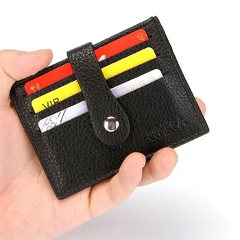Черен органайзер за карти от изкуствена кожа с множество слотове, Bgas Business ID, Банковата кредитна карта, държач за карти за жени, мъже, джоб за портфейл за монети 1