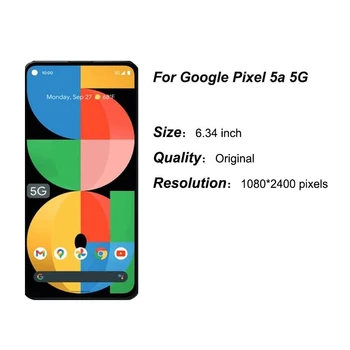 Оригинален 6,34-инчов за Google Pixel 5A LCD дисплей с сензорен цифрователем в събирането, преносим екран за Google Pixel 5a 5G lcd 1