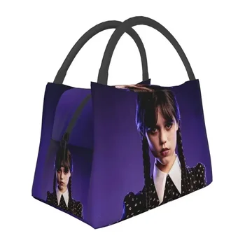 Wednesday Addams Термоизолированная чанта за обяд, женски преносим контейнер за обяд в готически стил за момичета, за офис, за съхранение на храна на открито, кутия за храна