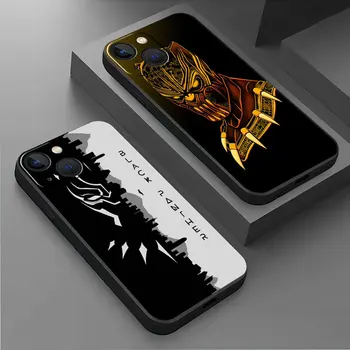 Калъф За Телефон Apple iPhone 15 13 11 14 12 Pro 7 XR XS X Max Plus 8 6 6S SE 13 Pro Черен Мек Калъф Marvel Black Panther Hero