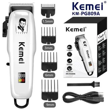 Професионална машина за косене на косата Kemei, акумулаторна машинка за подстригване за мъже, самобръсначка, машина за подстригване на коса, фризьорски аксесоари, режещата машина
