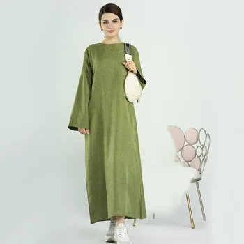 Рокля от Дубай, Турция, Къси Ежедневни рокли от цели памук и лен за жени, Рамадан Ейд 2024, Арабски Дрехи от Дубай, Малайзия