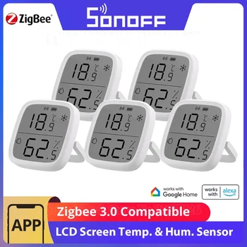 1-5 Бр. SONOFF SNZB-02D Zigbee Интелигентен Сензор за Температура И Влажност на въздуха Ewelink LCD екрана, Дистанционно Наблюдение за Работа в реално време Алекса Google