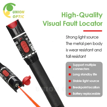 Визуален дефектоскоп Оптични влакна Червена светлинна писалка Тестер на оптичен кабел от 5 Mw ~ 50 Mw (опция) Обхват на VFL