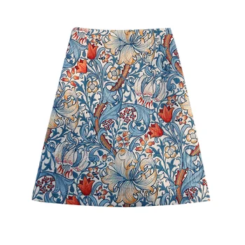 Дамска къса пола трапецовидна форма с винтажным модел, лятна шик модни директен мини-пола в контрастен цвят с висока талия