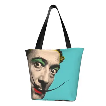 Изработена по поръчка Холщовая чанта за пазаруване на Художника Салвадор Дали от Испания, Женствена чанта за преработка на хранителни поп-артов, Портретна Чанти за купувачи