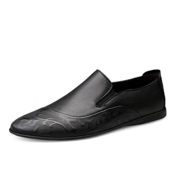 Мъжки обувки от естествена кожа, обувки-слипоны, лоферы от естествена кожа, Мъжки мокасини, Италиански дизайнерски обувки, Мека Ежедневни Лека