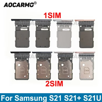 Aocarmo За Samsung Galaxy S21 Ultra S21 + S21U S21 Plus С Една и С Две SIM-карти, Тава за Sim-карти, Титуляр на Слота за Карти, Резервни Части