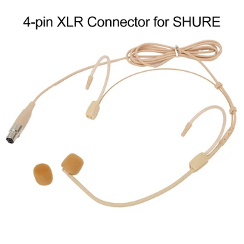 Насочената XLR 4-ПИНОВ главоболие микрофон слушалки за безжична система, бежово микрофон, калъф за микрофон музикален инструмент