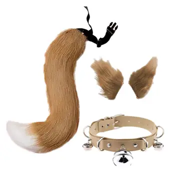 3x Котешки уши и опашка на Сладък животни уши и дълга опашка за ролеви игри Карнавал 1