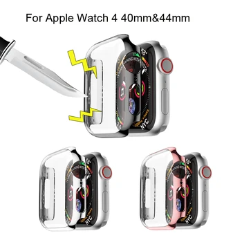 Твърд калъф за Apple Watch Серия 4 44 мм 40 мм Защитни Капаци за iWatch 4 От всички страни, Пълно покритие, Ультратонкая Прозрачна рамка