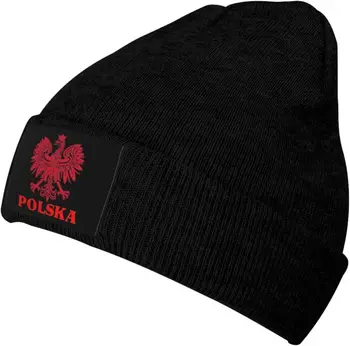 Polska Polish Country Pride Възрастни Възли Шапка Зимна шапка на Мъже, Жени Шапка с череп Улични Топли шапки Черен
