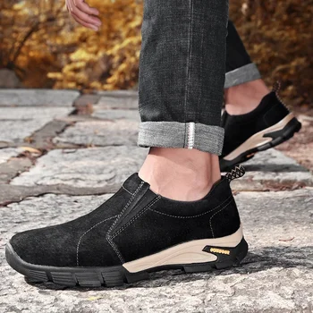 Мъжки ежедневни обувки за разходка големи размери, модерен нови обувки на платформа без обков от естествена кожа, мъжки улични лоферы големи размери 5