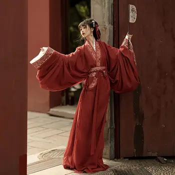 2024 древното сватбена рокля фея Ханфу вэйцзинь, женствена рокля за традиционни танци в китайски стил, червени костюми за cosplay, реколта комплекти халати