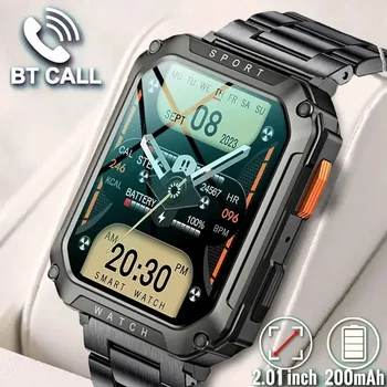 Мъжки смарт часовници Военен монитор здраве за Android, IOS, спортни часовници с функция за изкуствен интелект, Bluetooth-разговор с IP67, водоустойчива спортни смарт часовници