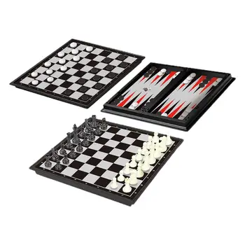 Комплект магнитни шах, обучение сгъваема шахматната дъска и комплект за пътуване, преносима шахматна партия, за приятелски събирания, развлечения