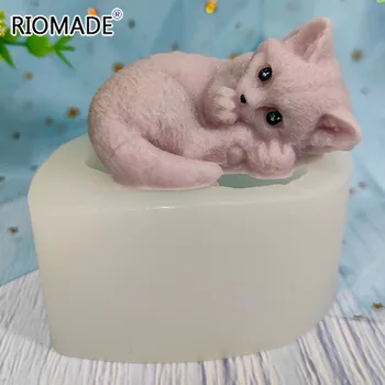 3D Котка Силиконова форма за свещи Сладки Котенца Стилове Изделия за ръчна работа Производство на восъчни Сапун Ароматерапия Гипс Епоксидна смола Мухъл 4