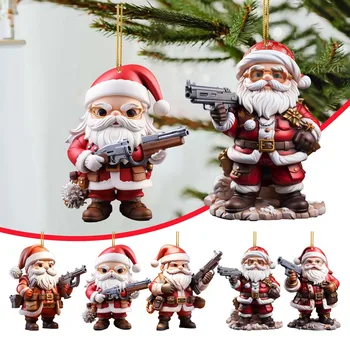 2D Стръмен Акрилни Висулка Дядо Коледа, Висулка Дядо Коледа, Акрилни Подарък от Дядо Коледа с двойно принтом, Коледен Подарък под формата на Бял Слон, 2D Забавен Висулка 5