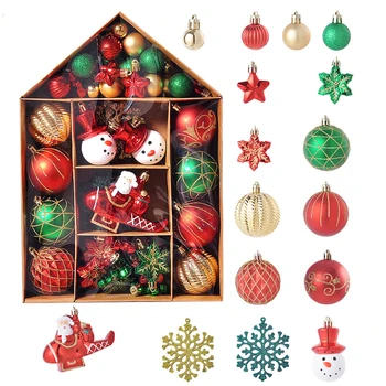 Коледна украса 70 Къщи с коледна рисувани опаковъчна хартия за Декорация за Коледната елха с Коледни топки