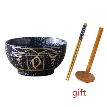 Японски съдове за творчество, търговски керамична купа за бамбукови шапки, голям ramen за дома, ориз, юфка, купа за супа