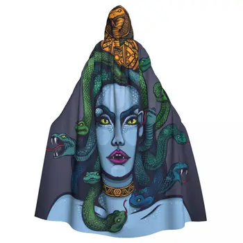 Възрастен Дъждобран-наметало с качулка, Женски главата на Медуза, Изкачащи със Змии, Средновековен костюм на Вещица, Wicca, Вампир, Елф, Пурим, Карнавальная парти