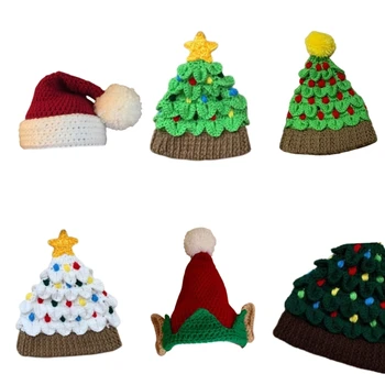 Коледна шапчица-бини с помпоном, есенни и Зимни шапки, по-топла вязаная шапчица