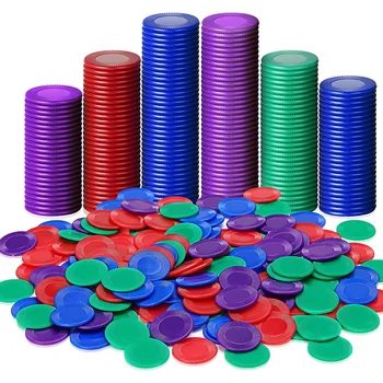 400 броя пластмасови чипове за покер, игрални чипа, 4 цвята броим карти за игра, преброяване на чиповете за игра на бинго, карти за игра на бинго