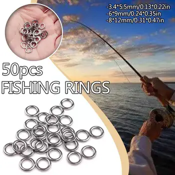 50шт Риболовни пръстени Комплект Разъемных пръстени от неръждаема Стомана Риболовен Конектор за Стръв Аксесоари Верига M3H5