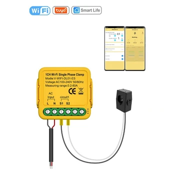1 Бр. Монитор зададено измерване на мощността на Hristo Wifi Автоматично съобщение дистанционно управление Smart Life Жълт