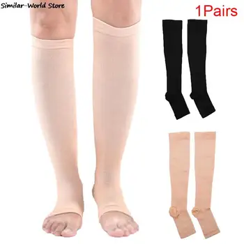 1 чифт компресия чорапи за краката, болки в коляното разширени разширяване на отворени пръсти чорапи хайвер компресия чорапи разширени вени, лечение 