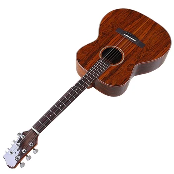 Гланцирана акустична китара 40-инчов кафяв, 6-струнен народна китара от дърво пеперуди, в пълен размер на китара, Добра ръчна работа