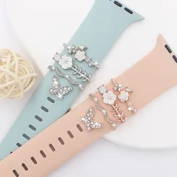 Нова диамантена шарка, Метални Висулки, каишка силикон, Декоративни пръстен за Apple Watch, аксесоари за декор каишка iwatch, гривна