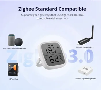 1-5 Бр. SONOFF SNZB-02D Zigbee Интелигентен Сензор за Температура И Влажност на въздуха Ewelink LCD екрана, Дистанционно Наблюдение за Работа в реално време Алекса Google 2